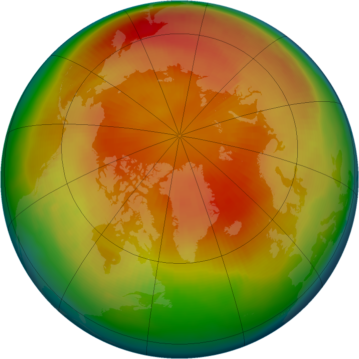 Arctic ozone map for March 1999